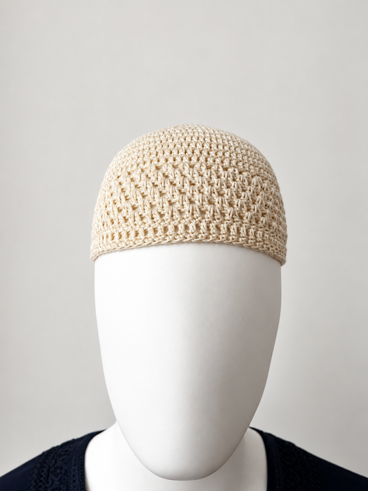 Handmade Cotton Kufi Hat - White