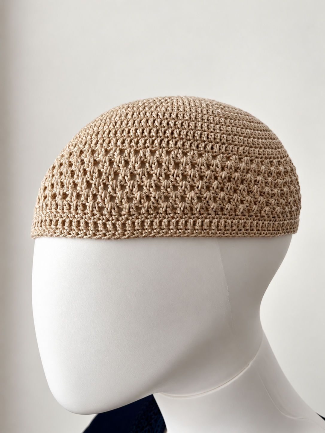 Handmade Cotton Kufi Hat - Beige