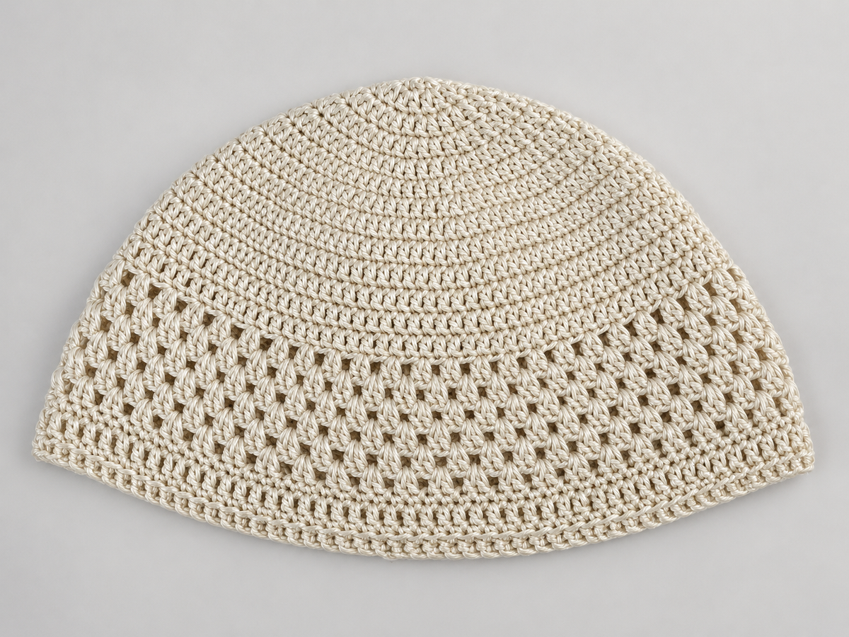 Handmade Cotton Kufi Hat - White
