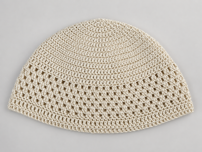Handmade Cotton Kufi Hat - White