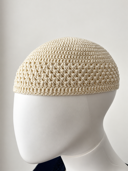 Handmade Cotton Kufi Hat - White