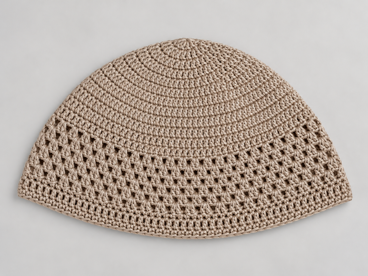 Handmade Cotton Kufi Hat - Beige