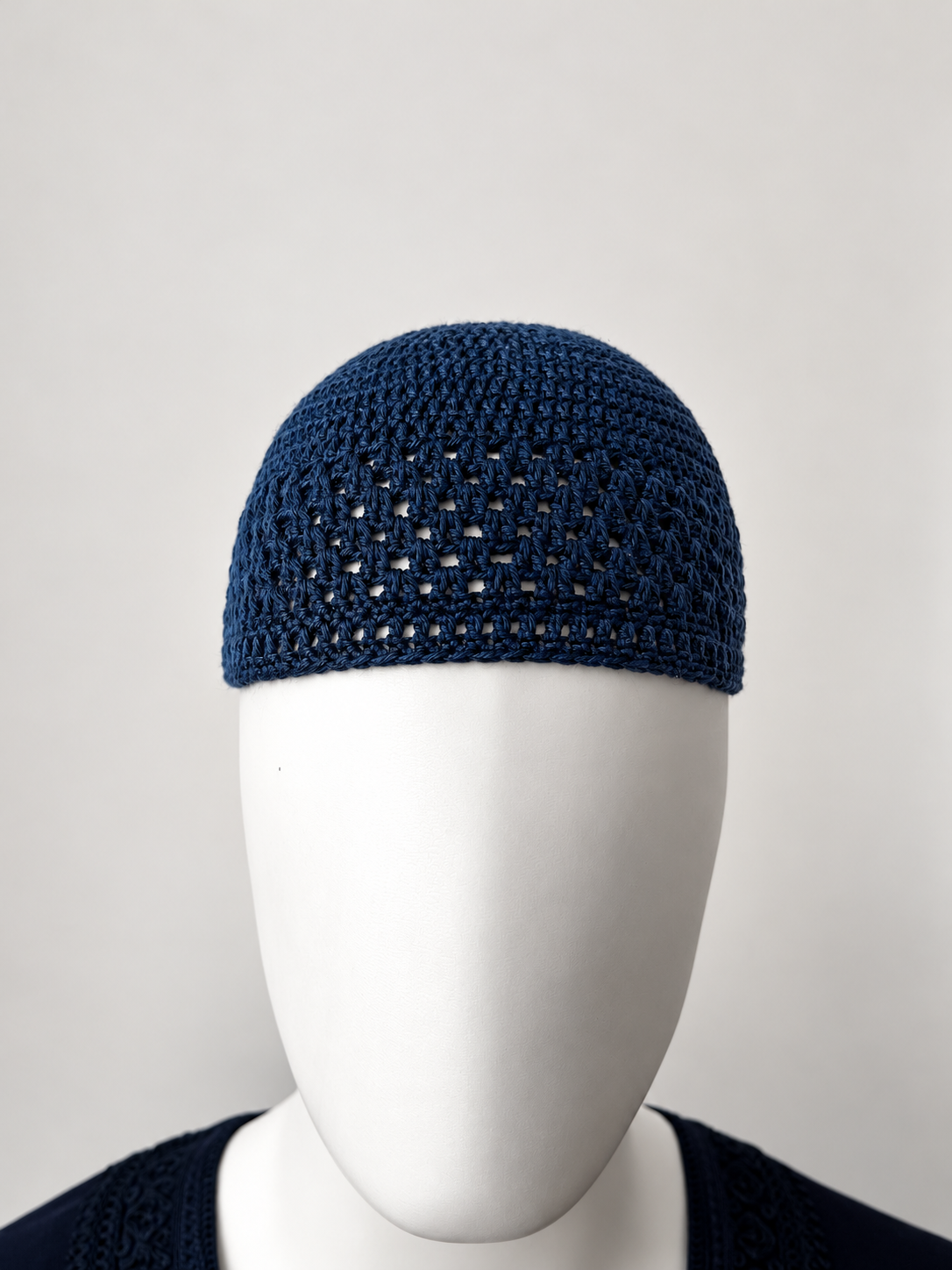 Handgemaakte katoenen kufimuts - marineblauw