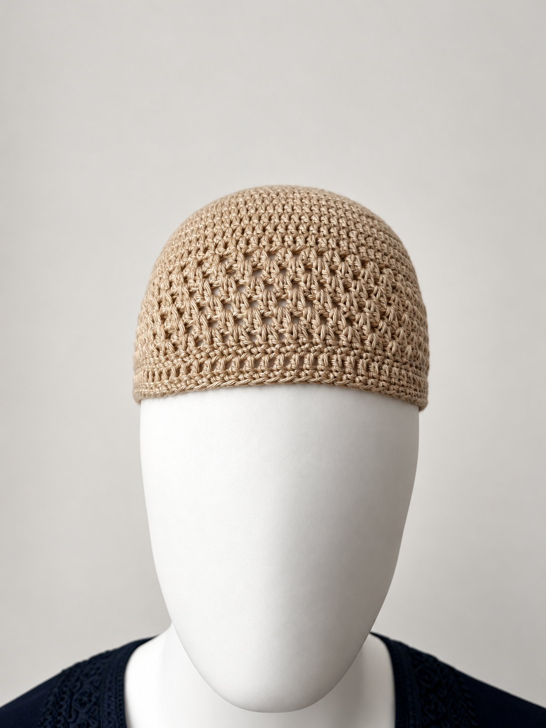 Handmade Cotton Kufi Hat - Beige