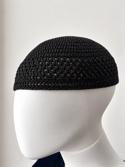 Handmade Cotton Kufi Hat - Black