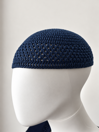 Handgemaakte katoenen kufimuts - marineblauw