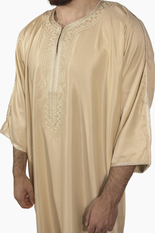 Moroccan Gandoura Gabardine - Ivory Beige