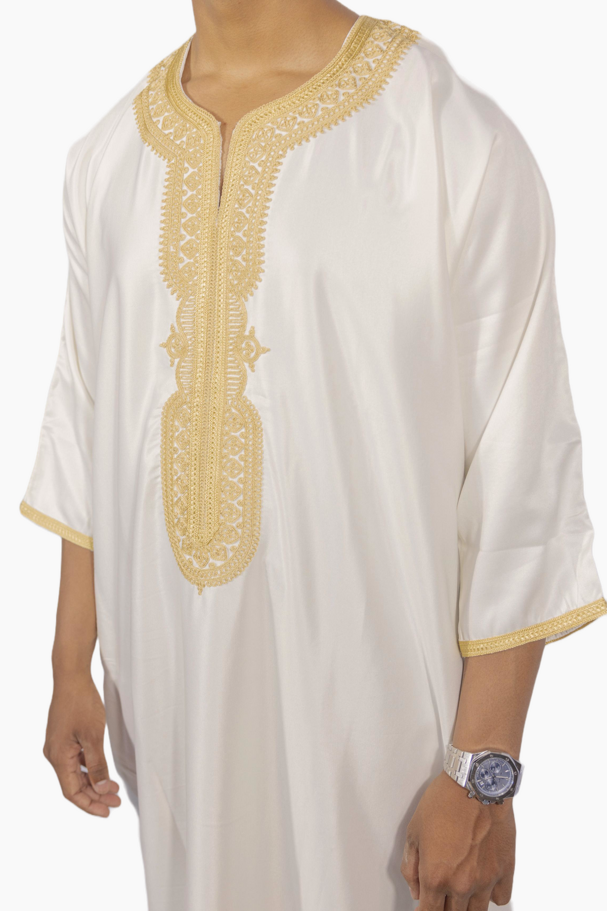 Marokkaanse Gandoura Gabardine - Wit Goud