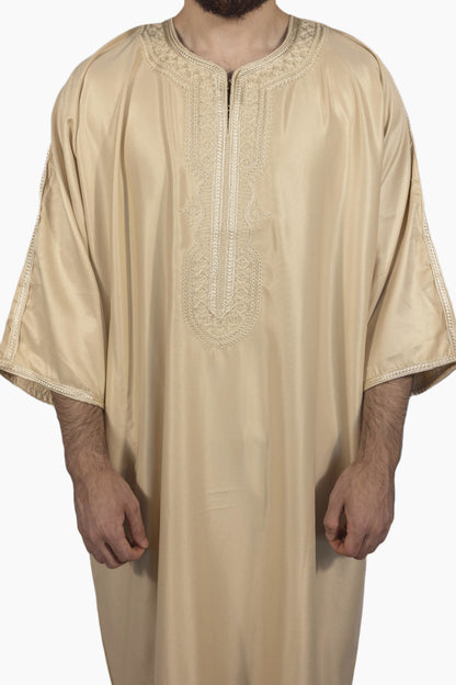 Moroccan Gandoura Gabardine - Ivory Beige