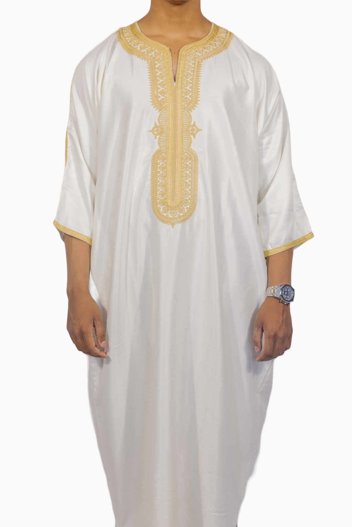 Marokkaanse Gandoura Gabardine - Wit Goud