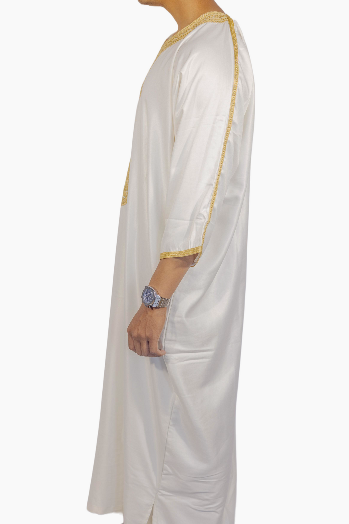 Marokkaanse Gandoura Gabardine - Wit Goud