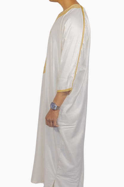 Marokkaanse Gandoura Gabardine - Wit Goud