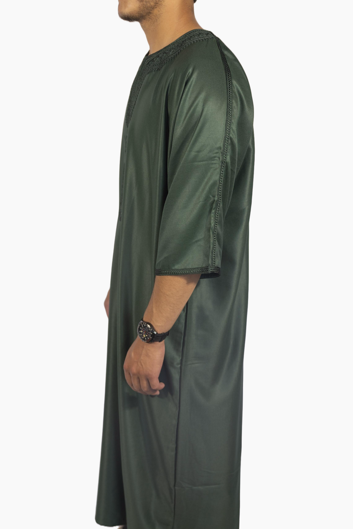 Moroccan Gandoura Gabardine - Forest Green