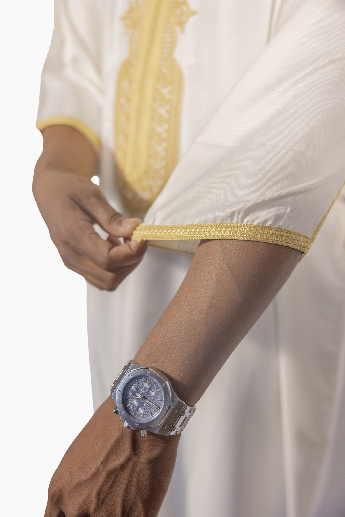 Marokkaanse Gandoura Gabardine - Wit Goud