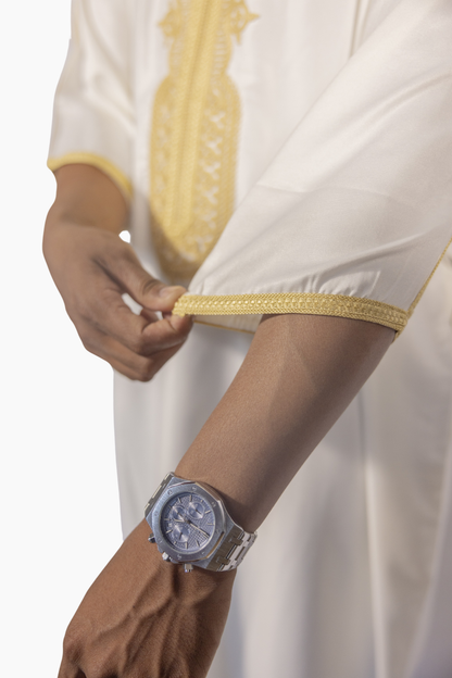 Marokkaanse Gandoura Gabardine - Wit Goud