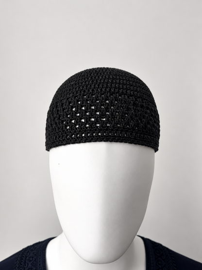 Handmade Cotton Kufi Hat - Black