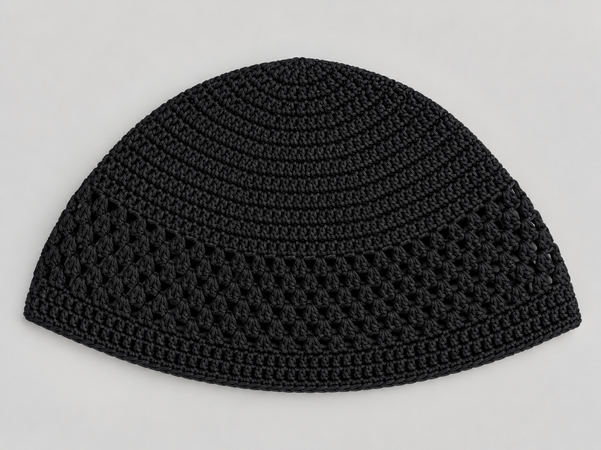 Handmade Cotton Kufi Hat - Black