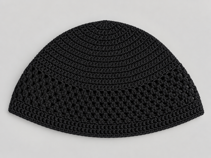 Handmade Cotton Kufi Hat - Black